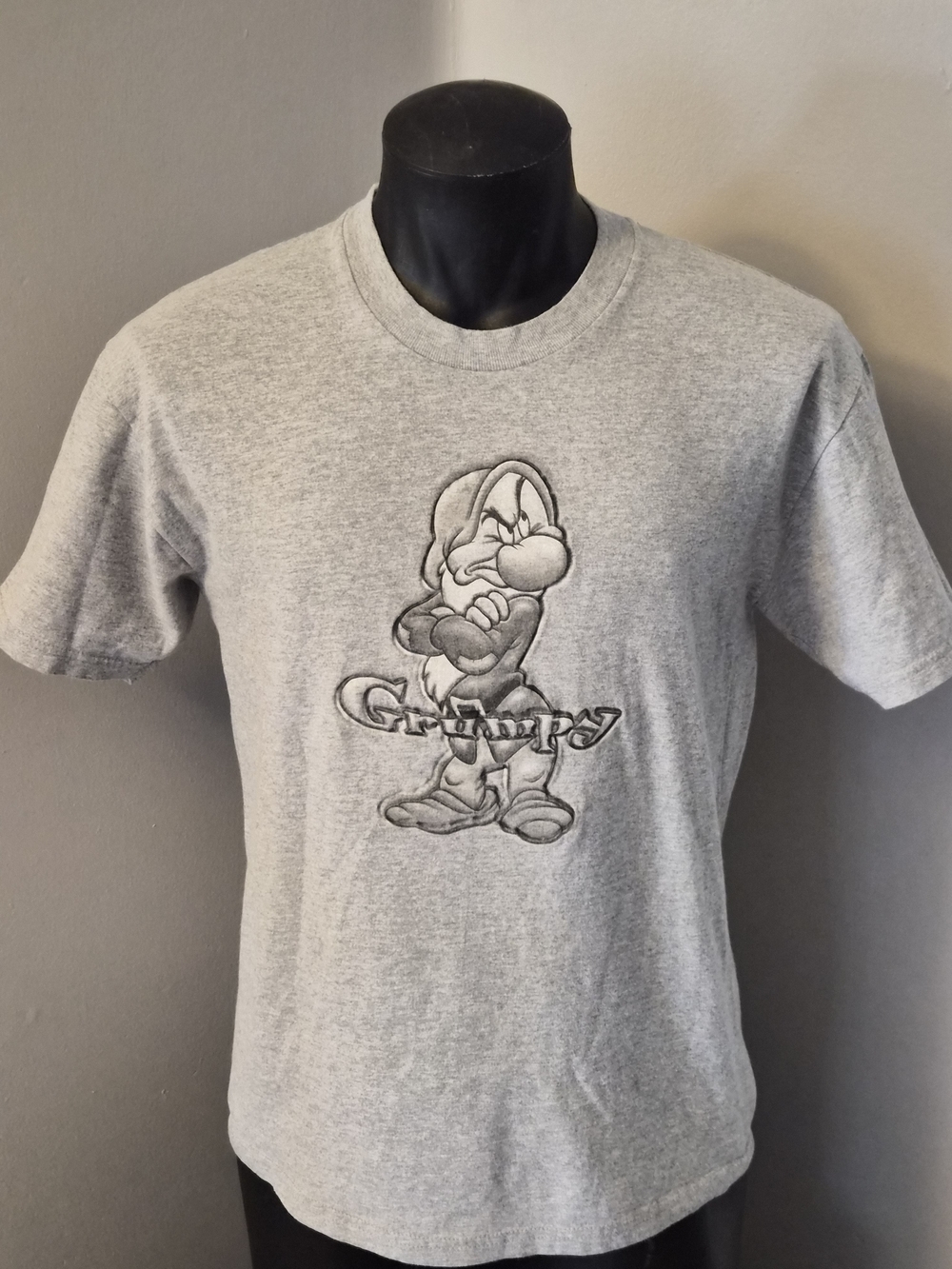 Disney Gray Grumpy Embroidered Short-Sleeve Tee